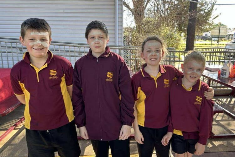 Students during NAIDOC week displaying Ochre (Aboriginal body paint made from natural earth pigment and clay-like mineral)